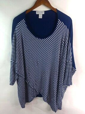 Fashion Avenue XL Navy Stretch Stripe Tunic Top